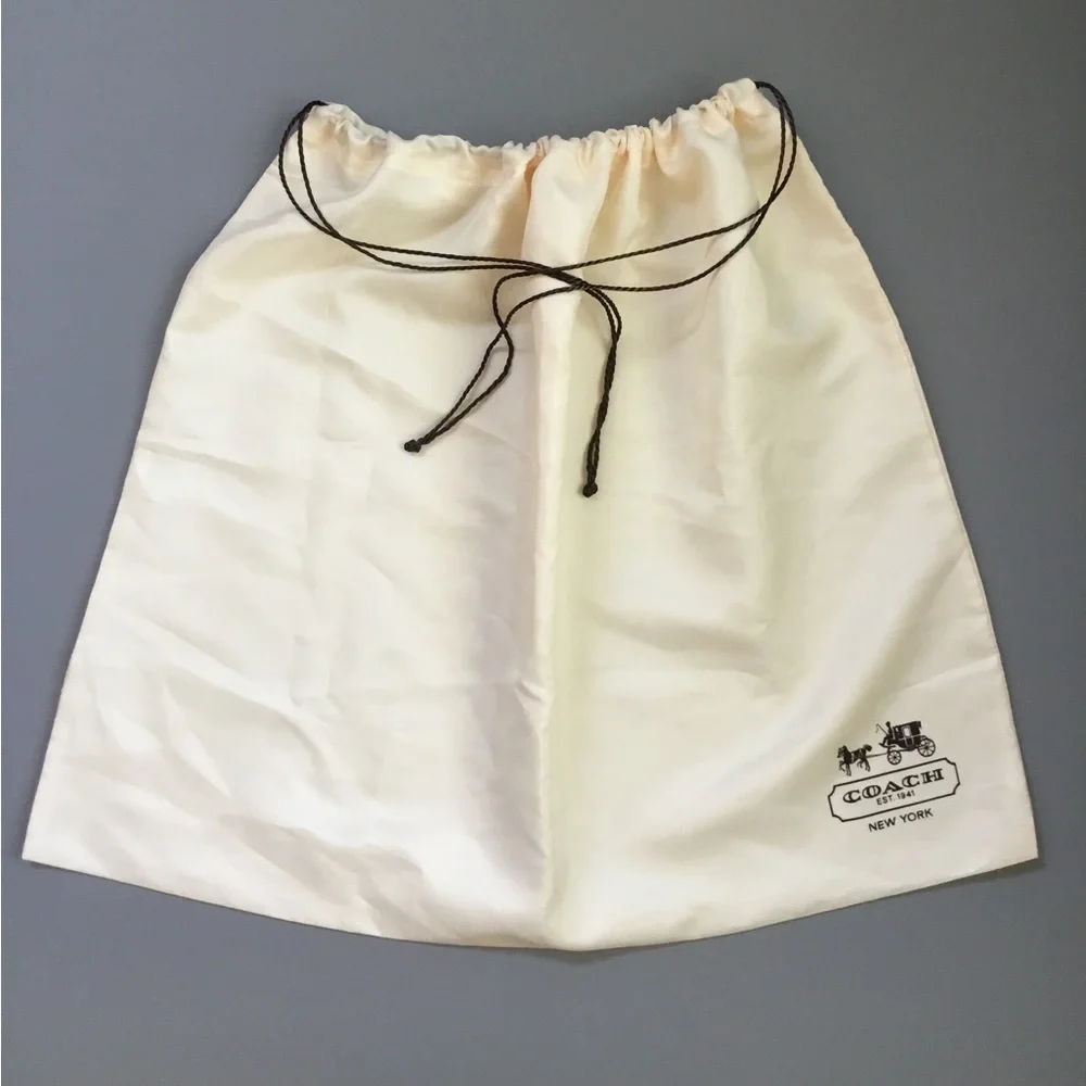 Coach Cream Drawstring Dust Bag with Black Logo